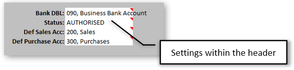 Transaction Import Options in Header of Template