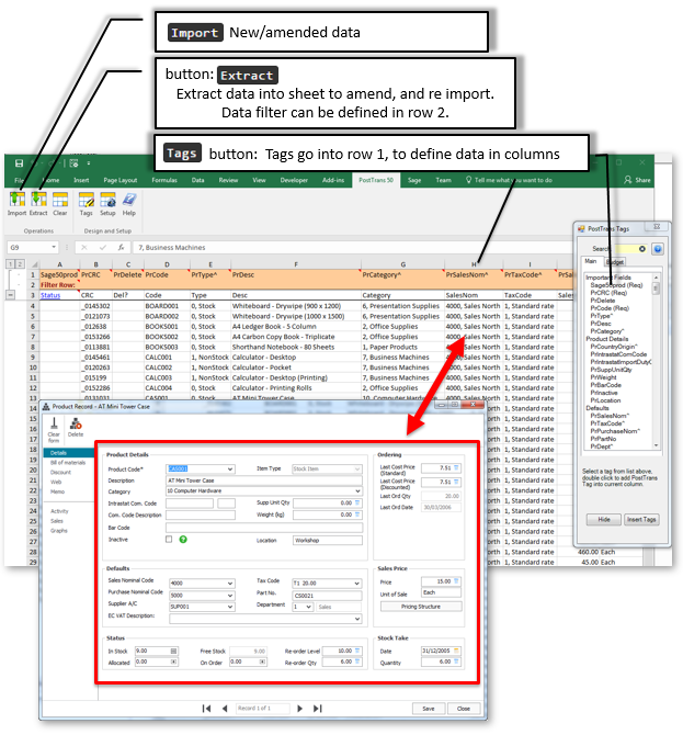 Supplier template for importing into Sage 50