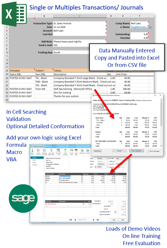 PostTrans Excel template for importing Sage 50 transactions