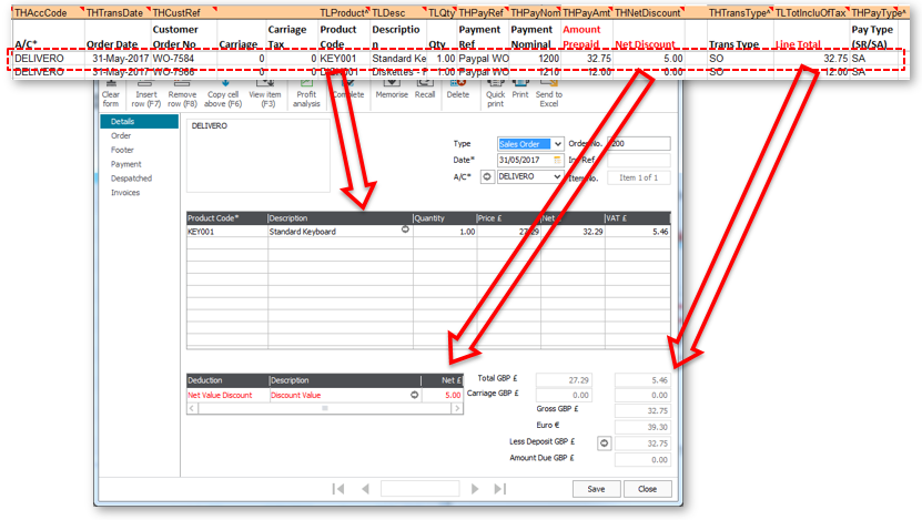 Import Sage 50 Transactions from Payment/Line Total