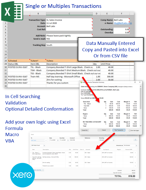 PostTrans Excel template for importing Xero transactions