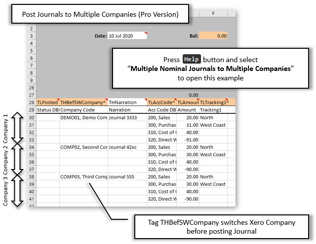 Multiple Journals to Multiple Xero Companies