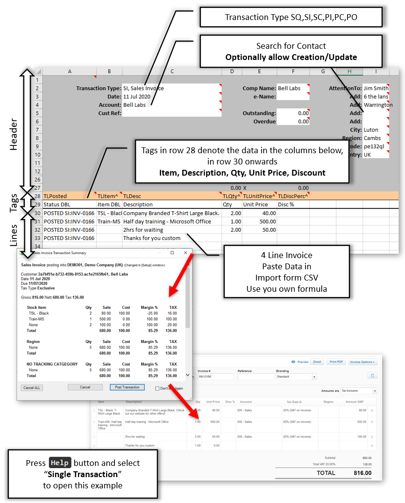 Single Transaction Data entry