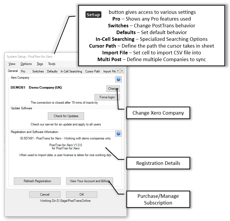 Transaction Import Options in Header of Template