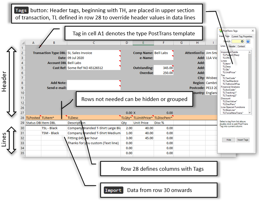 Transaction Template Layout